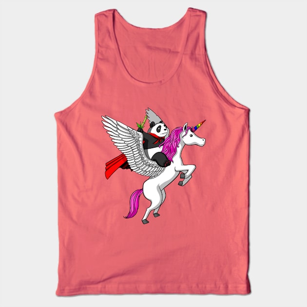 Panda Bear Riding Magical Unicorn Tank Top by underheaven